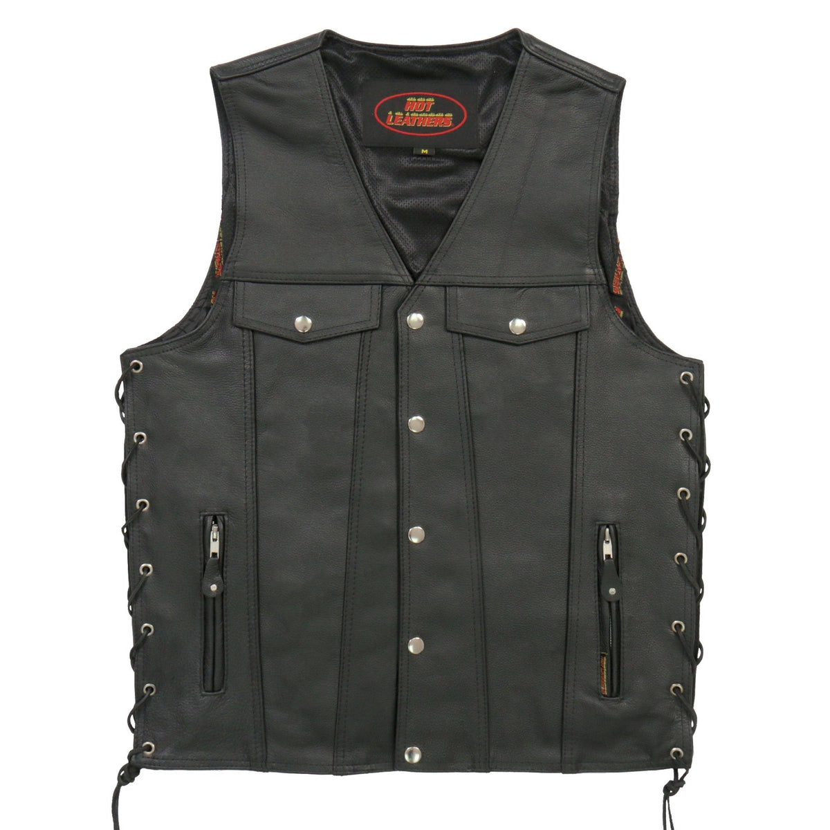 Hot Leathers VSM1038 Men’s Black 'Conceal and Carry' Leather Vest with Side Lace — image 1