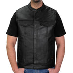 Hot Leathers VSM1039 Men's Black 'Conceal and Carry' Club Leather Vest — image 1