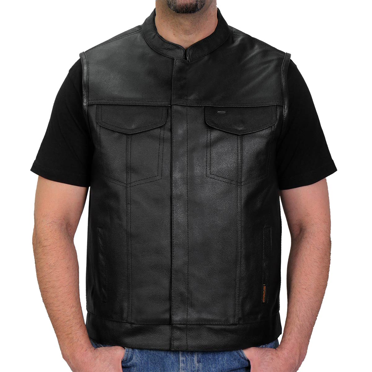 Hot Leathers VSM1039 Men's Black 'Conceal and Carry' Club Leather Vest — image 1