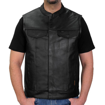 Hot Leathers VSM1039 Men's Black 'Conceal and Carry' Club Leather Vest — image 1