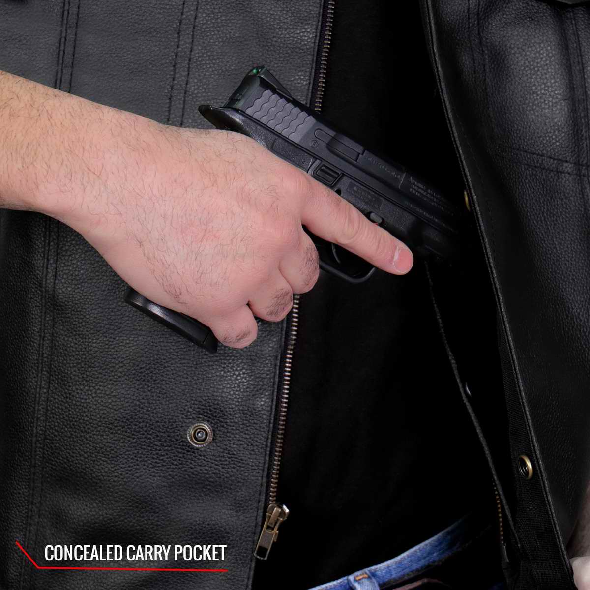 Hot Leathers VSM1039 Men's Black 'Conceal and Carry' Club Leather Vest — image 8