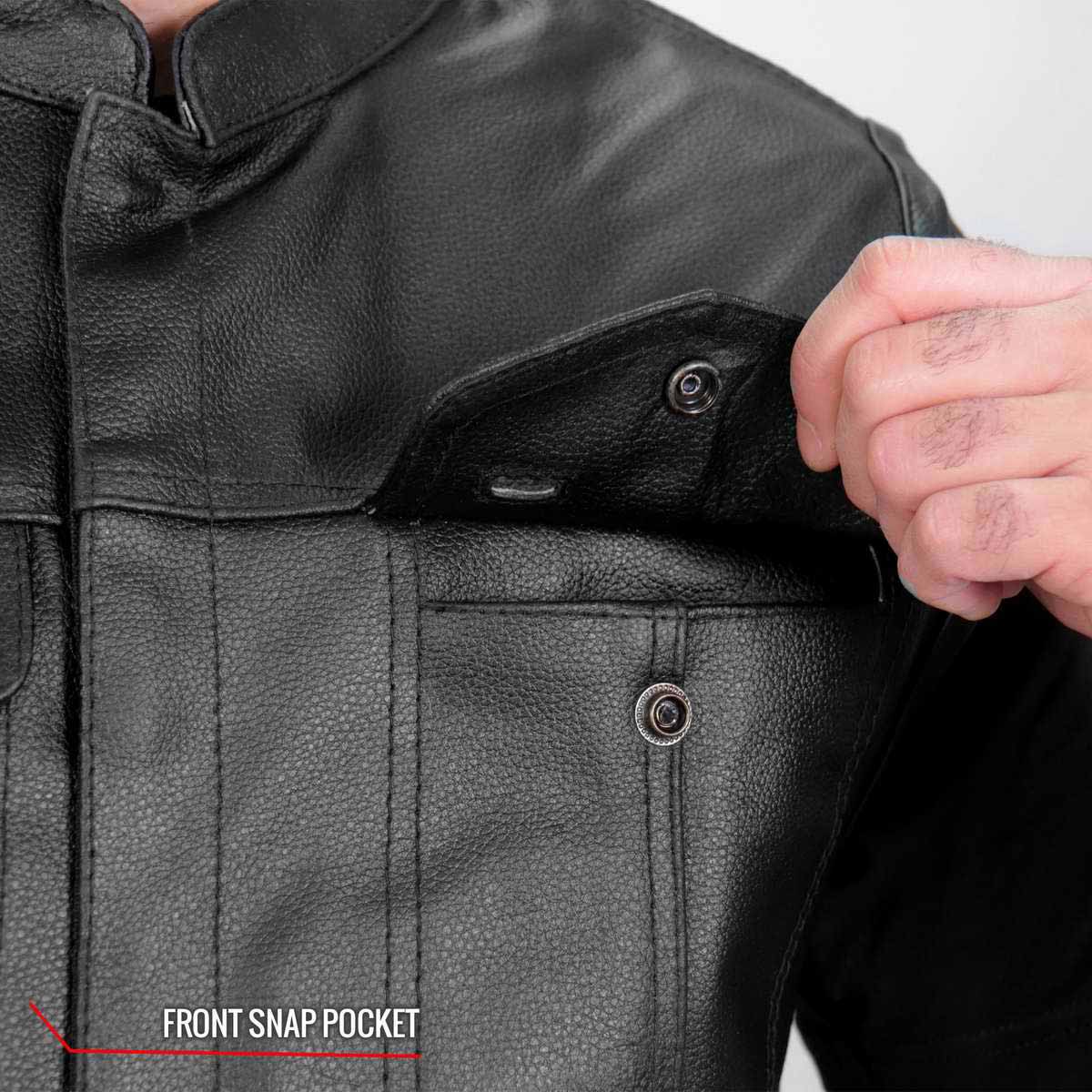 Hot Leathers VSM1039 Men's Black 'Conceal and Carry' Club Leather Vest — image 4