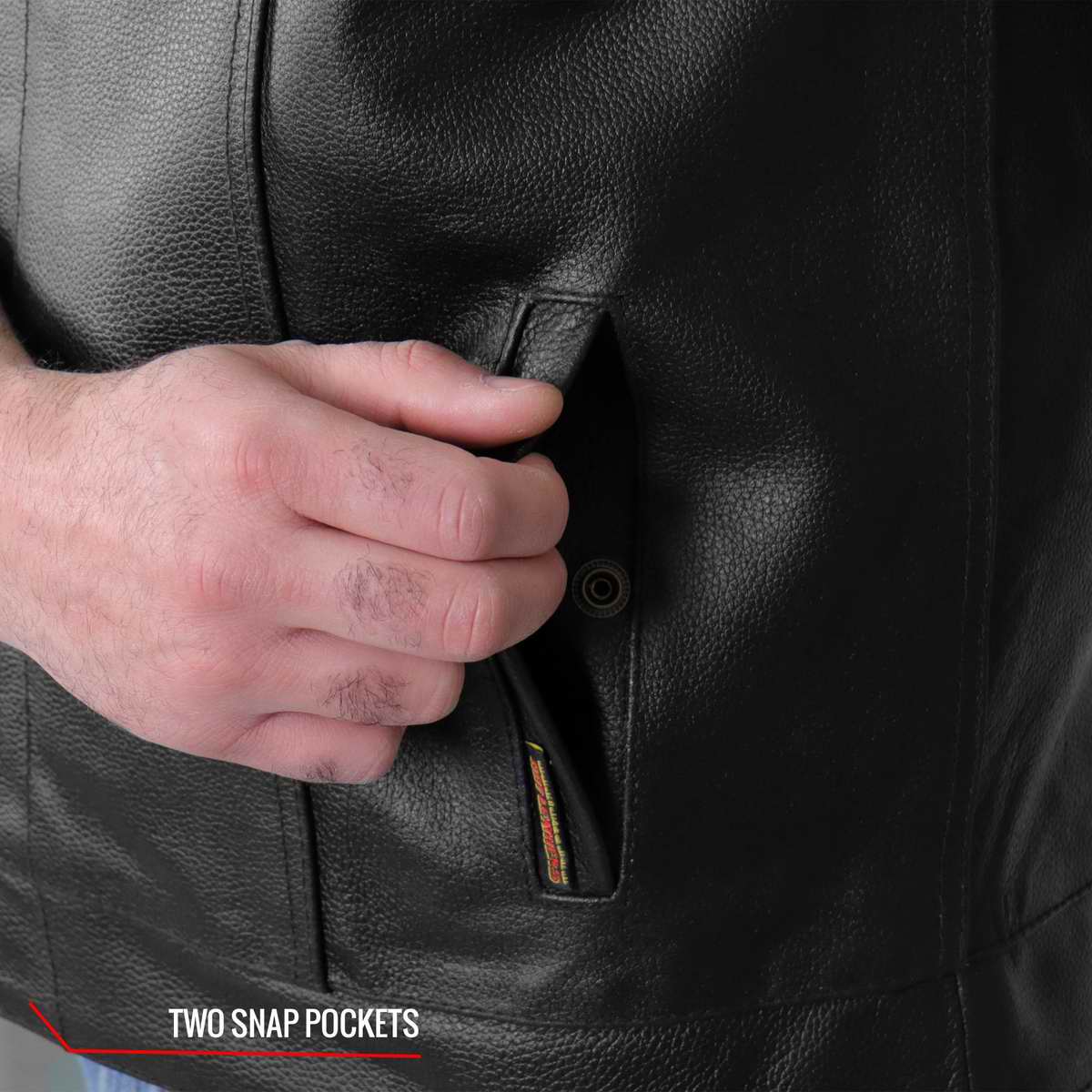 Hot Leathers VSM1039 Men's Black 'Conceal and Carry' Club Leather Vest — image 7