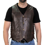 Hot Leathers Men's Retro Brown 'Side Lace' Club Leather Vest, VSM1040 — image 1