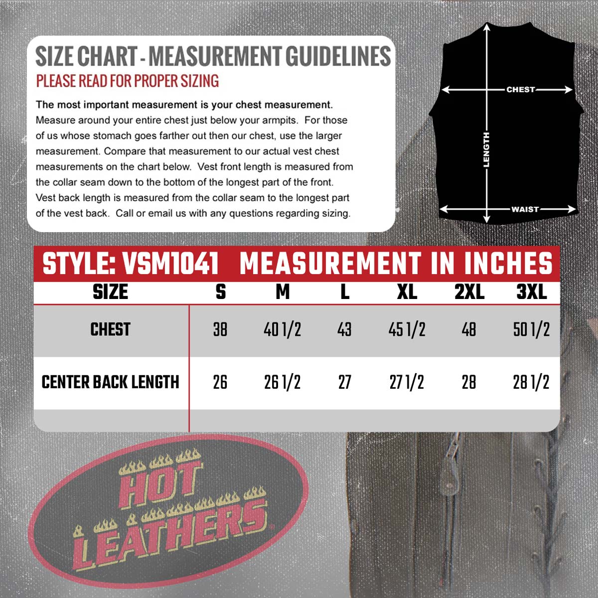 Hot Leathers VSM1041 Men's Rub-Off Grey 'Side Lace' Club Leather Vest — image 3