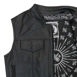 Hot Leathers VSM1049 Men's Black Paisley Conceal and Carry Motorcycle Club Style Leather Vest — image 2
