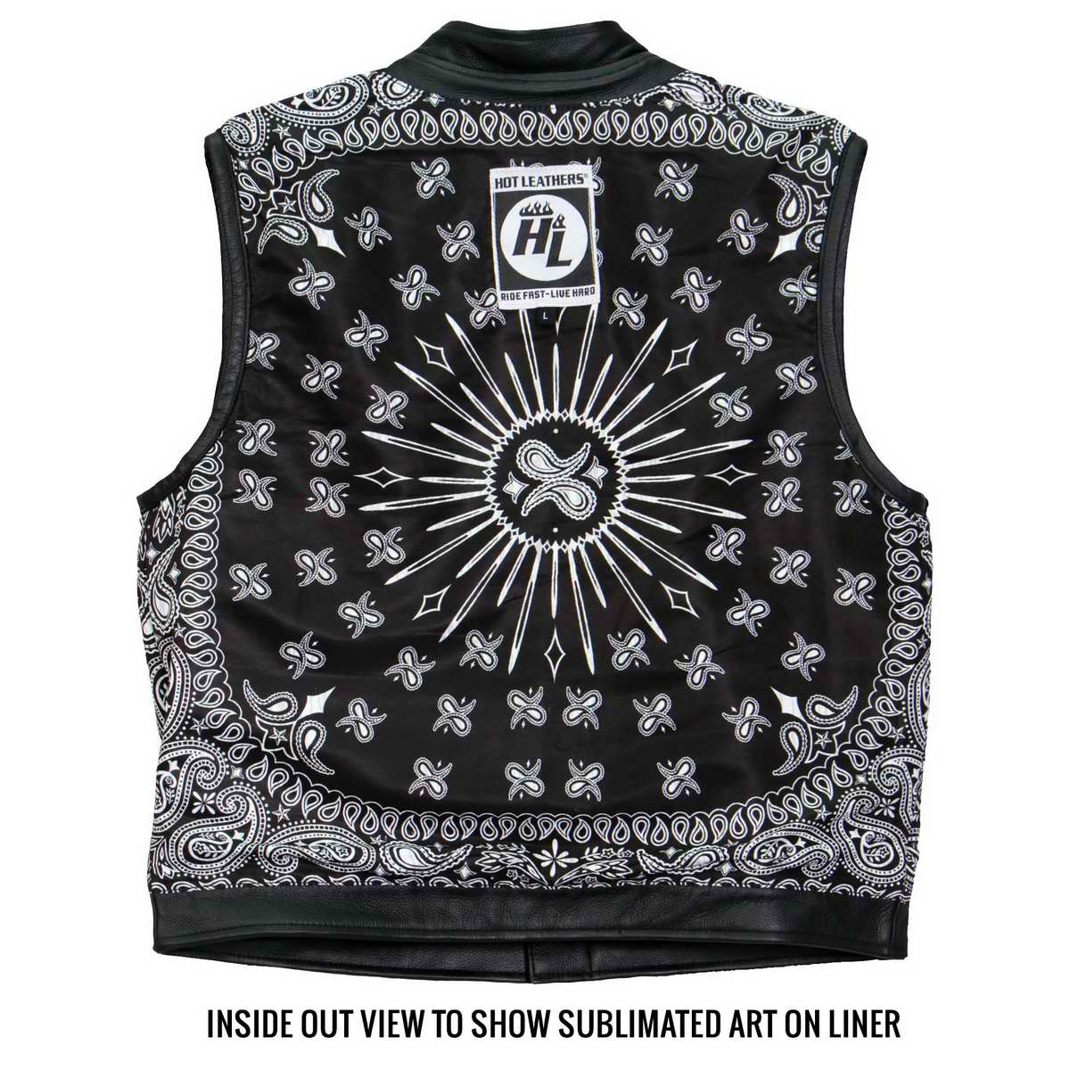 Hot Leathers VSM1049 Men's Black Paisley Conceal and Carry Motorcycle Club Style Leather Vest — image 16
