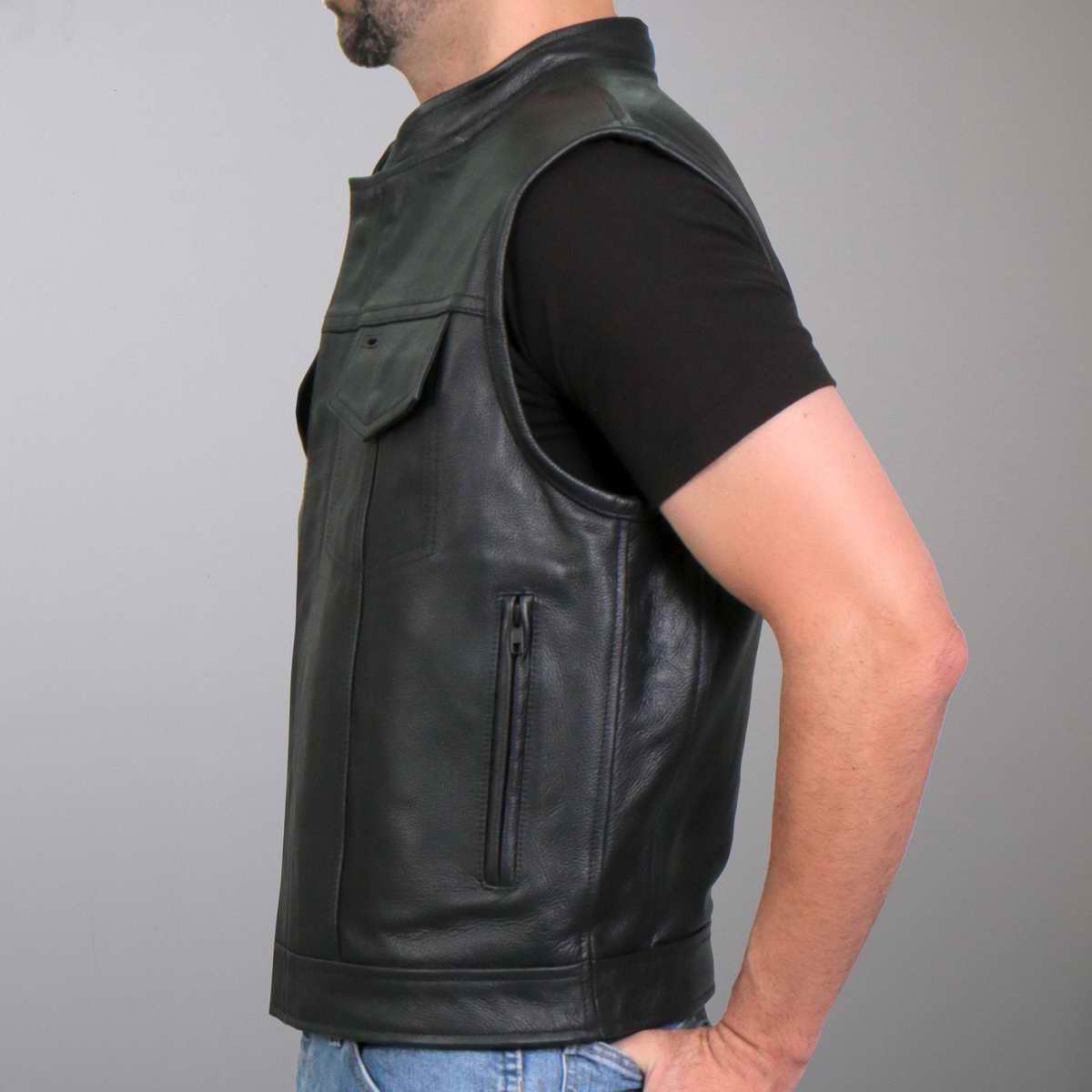 Hot Leathers VSM1049 Men's Black Paisley Conceal and Carry Motorcycle Club Style Leather Vest — image 5
