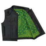 Hot Leathers VSM1050 Men’s Black Paisley Green Conceal and Carry Leather Vest — image 1