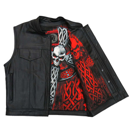 Hot Leathers VSM1051 Men's Black Celtic Cross Conceal and Carry Leather Vest — image 1