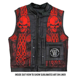 Hot Leathers VSM1051 Men's Black Celtic Cross Conceal and Carry Leather Vest — image 2