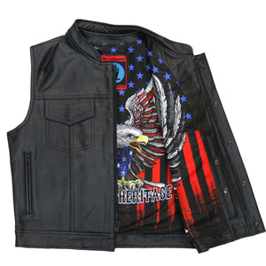Hot Leathers VSM1052 Men's Black Patriotic Conceal and Carry Leather Vest — image 1