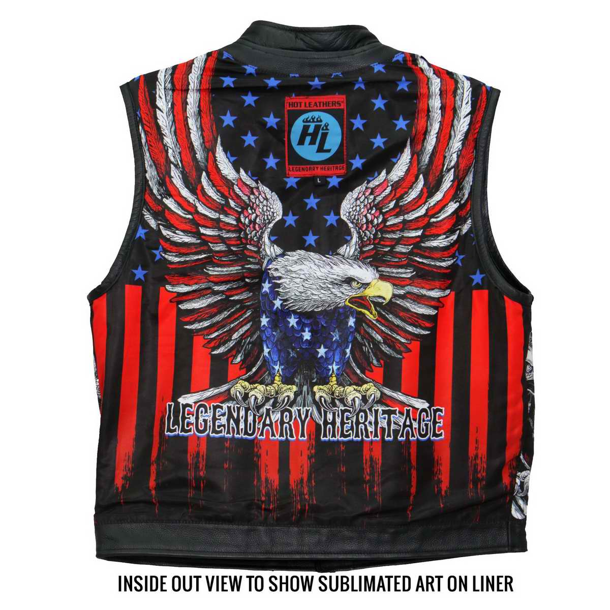 Hot Leathers VSM1052 Men's Black Patriotic Conceal and Carry Leather Vest — image 2