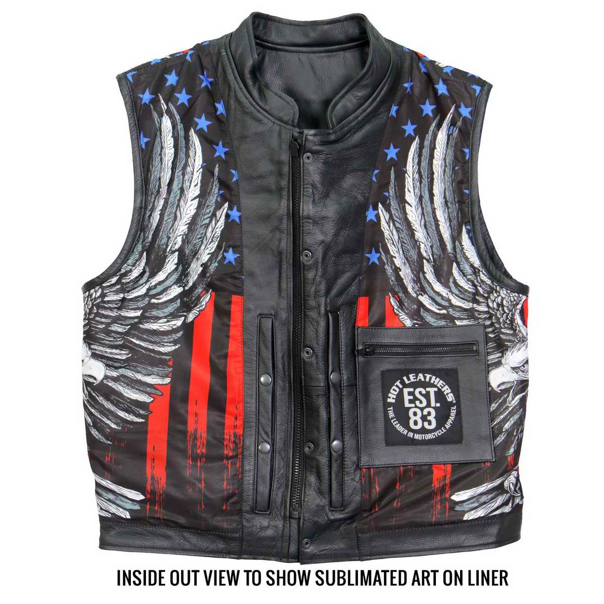 Hot Leathers VSM1052 Men's Black Patriotic Conceal and Carry Leather Vest — image 4