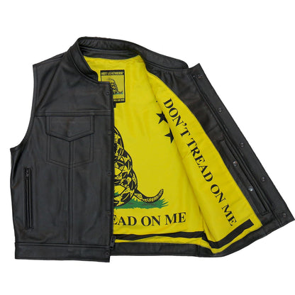 Hot Leathers VSM1053 Men's Black Dont Tread On Me Conceal and Carry Leather Vest — image 1