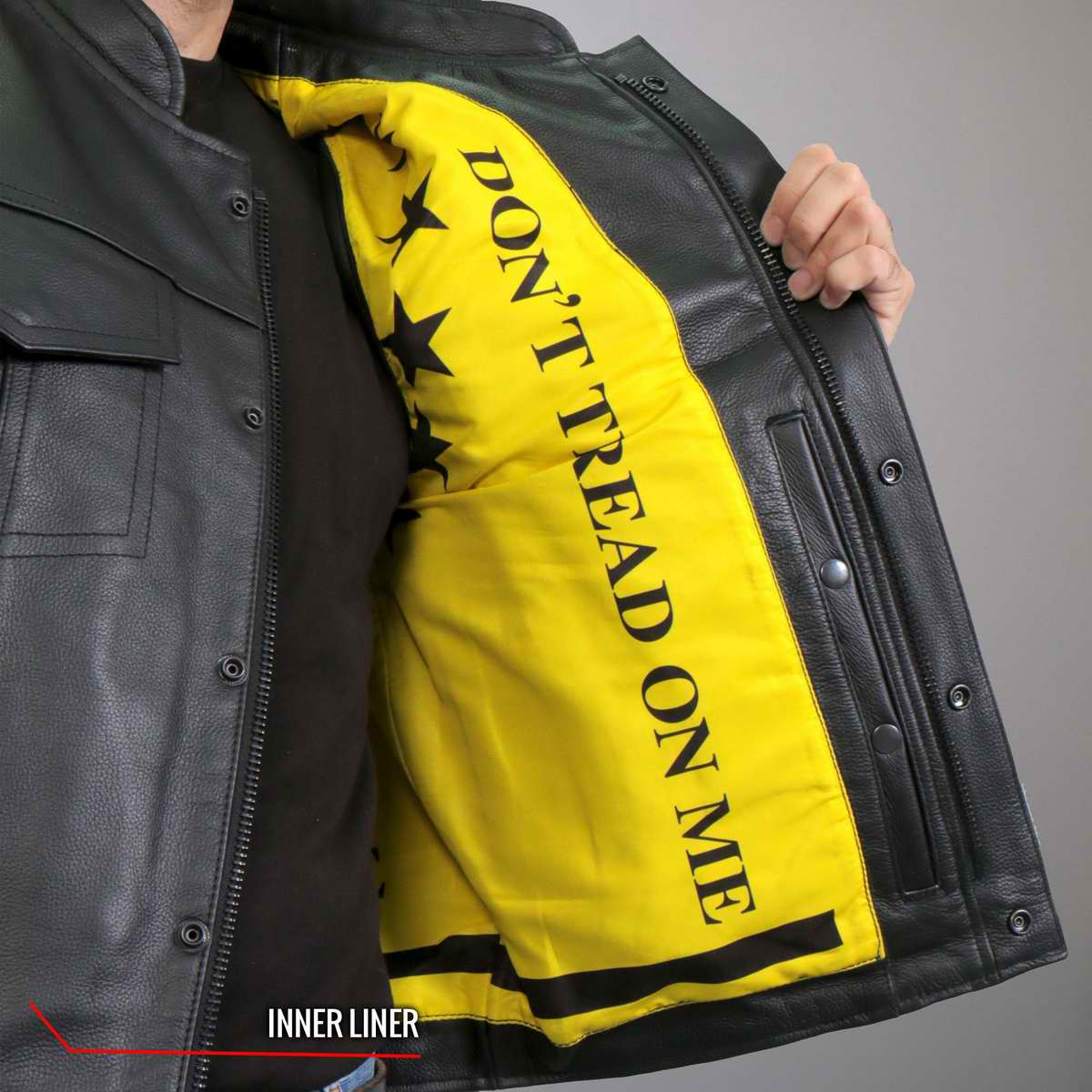 Hot Leathers VSM1053 Men's Black Dont Tread On Me Conceal and Carry Leather Vest — image 8