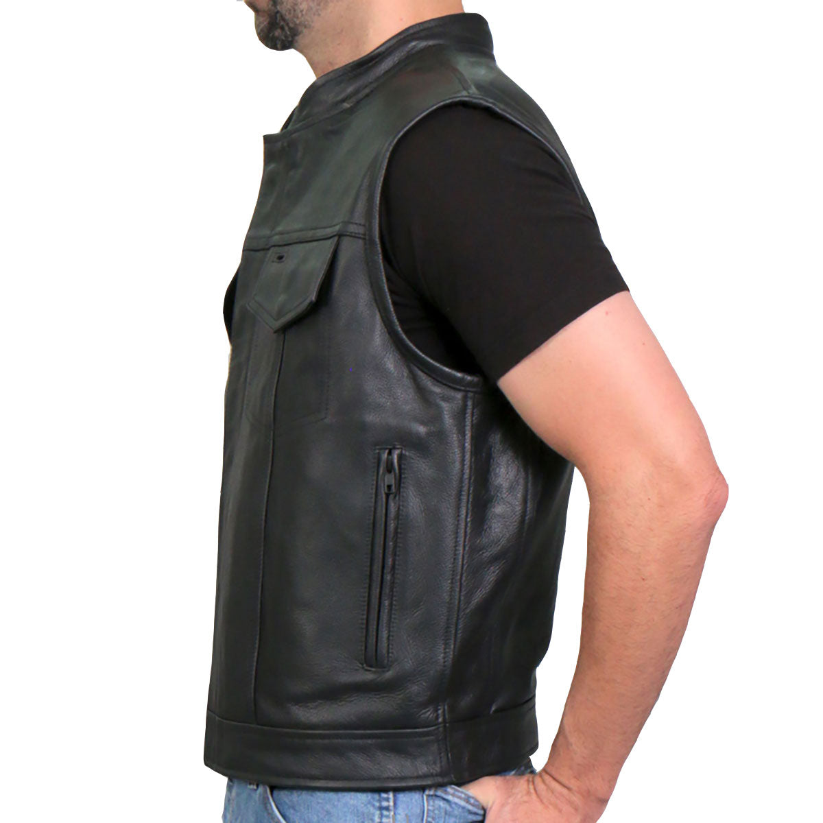 Hot Leathers VSM1054 Men’s Black Skull Flag Conceal and Carry Leather Vest — image 11