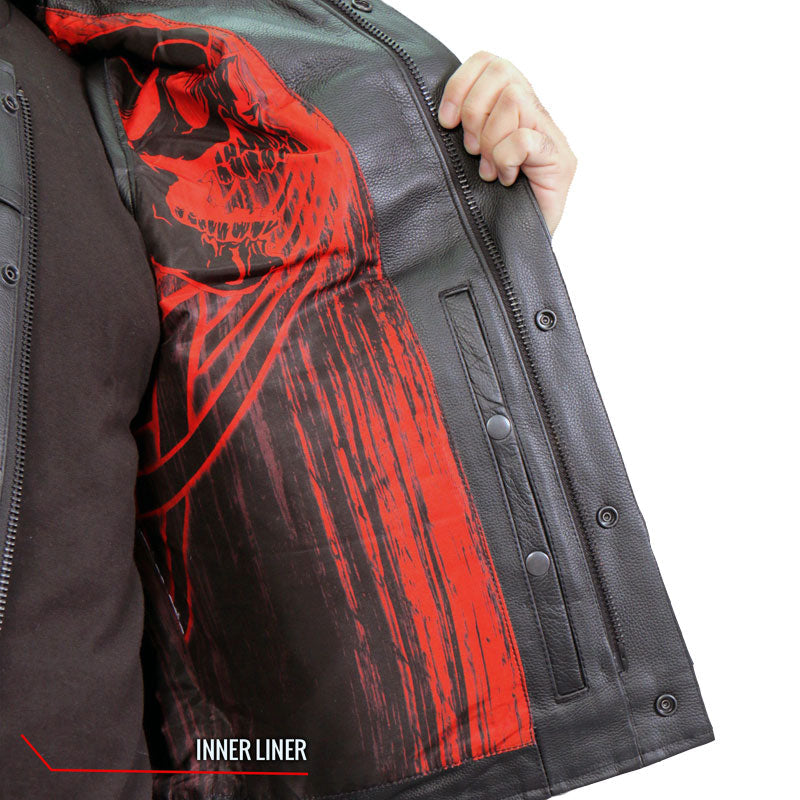 Hot Leathers VSM1055 Men’s Black Over The Top Skull Conceal and Carry Leather Vest — image 6
