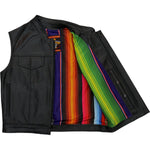 Hot Leathers VSM1057 Men’s Black Mexican Blanket Conceal and Carry Leather Vest — image 1