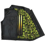Hot Leathers VSM1058 Men's Black Camo Flag Conceal and Carry Leather Vest — image 1