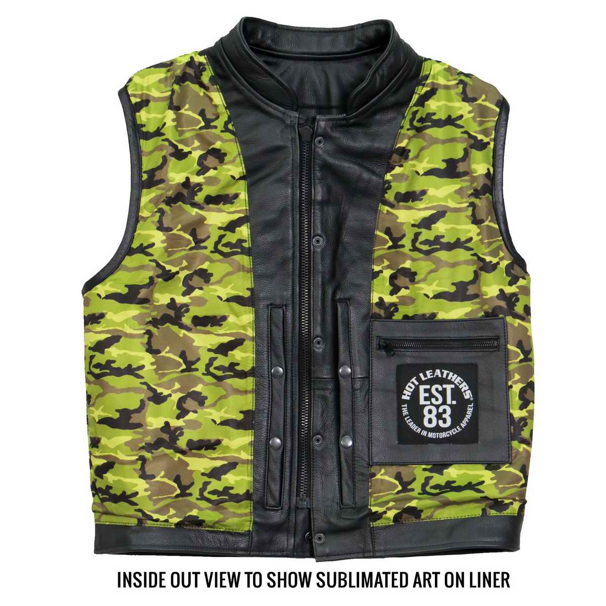 Hot Leathers VSM1058 Men's Black Camo Flag Conceal and Carry Leather Vest — image 5