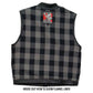 Hot Leathers VSM1059 Men's Black Flannel Grey Conceal and Carry Leather Vest — image 4