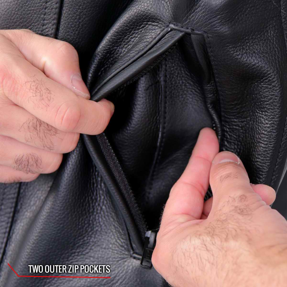 Hot Leathers VSM1059 Men's Black Flannel Grey Conceal and Carry Leather Vest — image 11