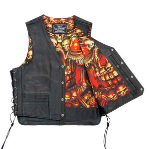 Hot Leathers VSM1061 Men's Black 'Skulls Make Skulls' Conceal and Carry Side Lace Leather Vest — image 1