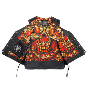 Hot Leathers VSM1061 Men's Black 'Skulls Make Skulls' Conceal and Carry Side Lace Leather Vest — image 2
