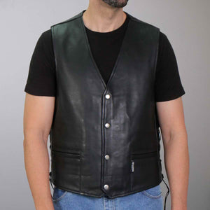 Hot Leathers VSM1062 Men's Black Lone Wolf Conceal and Carry Side Lace Leather Vest — image 2
