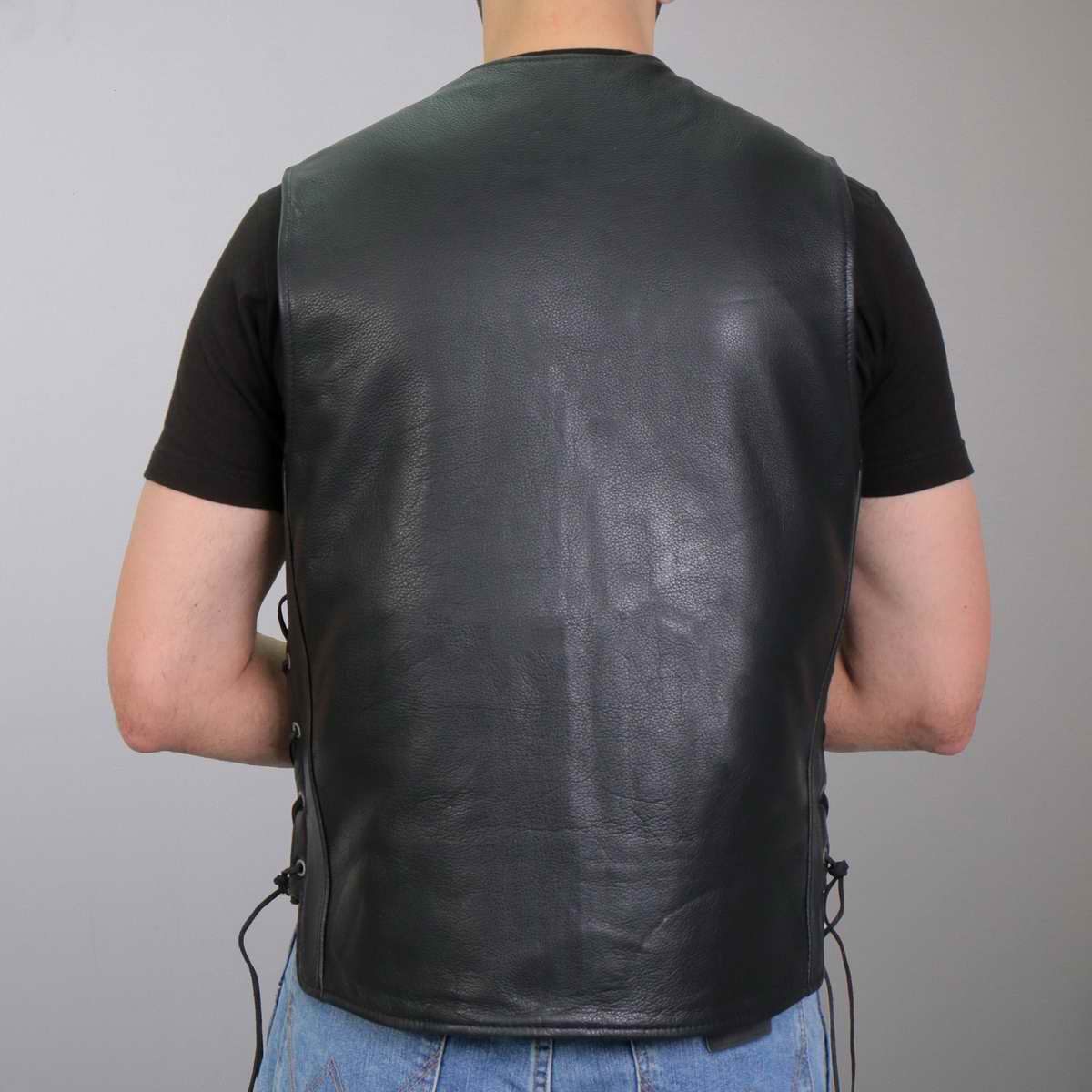 Hot Leathers VSM1062 Men's Black Lone Wolf Conceal and Carry Side Lace Leather Vest — image 7