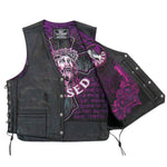Hot Leathers VSM1063 Men's Black 'Blessed' Conceal and Carry Side Lace Leather Vest — image 1
