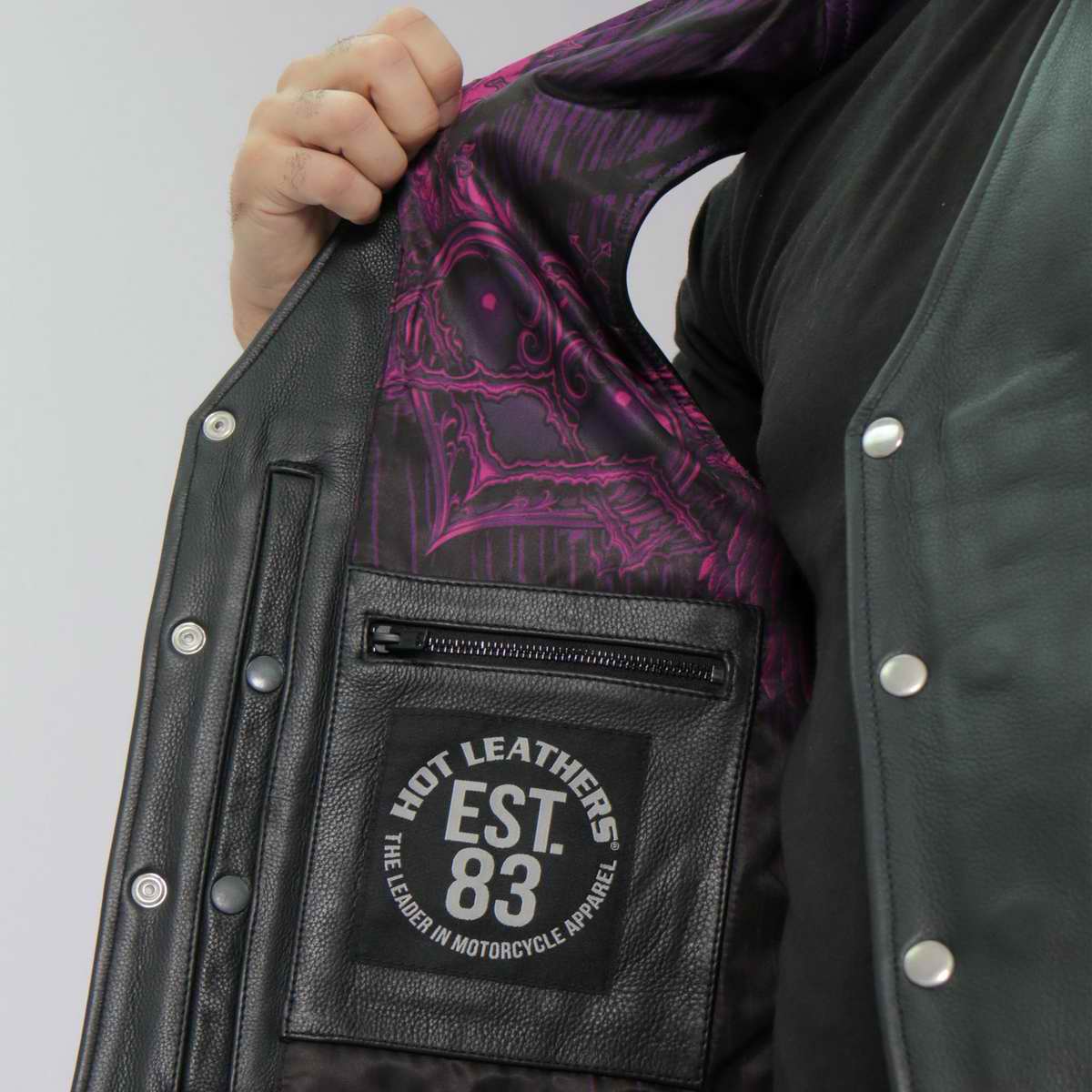 Hot Leathers VSM1063 Men's Black 'Blessed' Conceal and Carry Side Lace Leather Vest — image 9