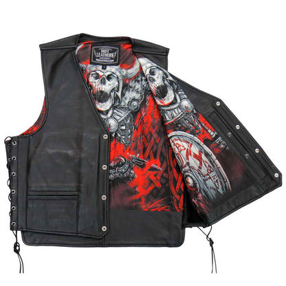 Hot Leathers VSM1064 Men's Black 'Viking Warrior' Conceal and Carry Side Lace Leather Vest — image 1