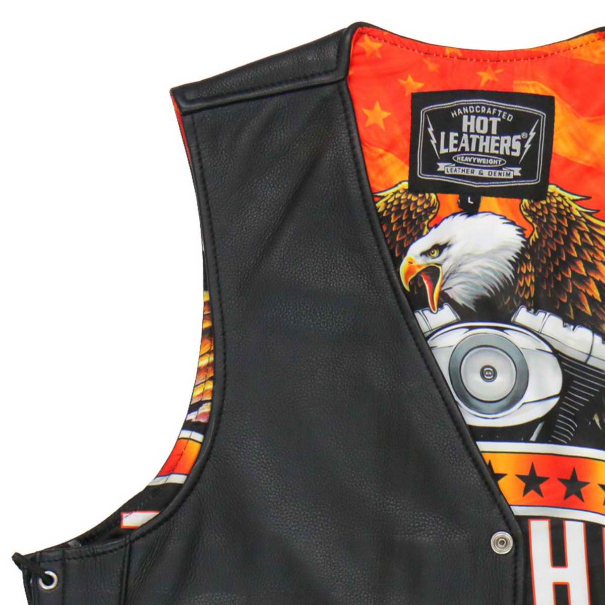 Hot Leathers VSM1066 Men's Black V-Twin Eagle Conceal and Carry Side Lace Leather Vest — image 12