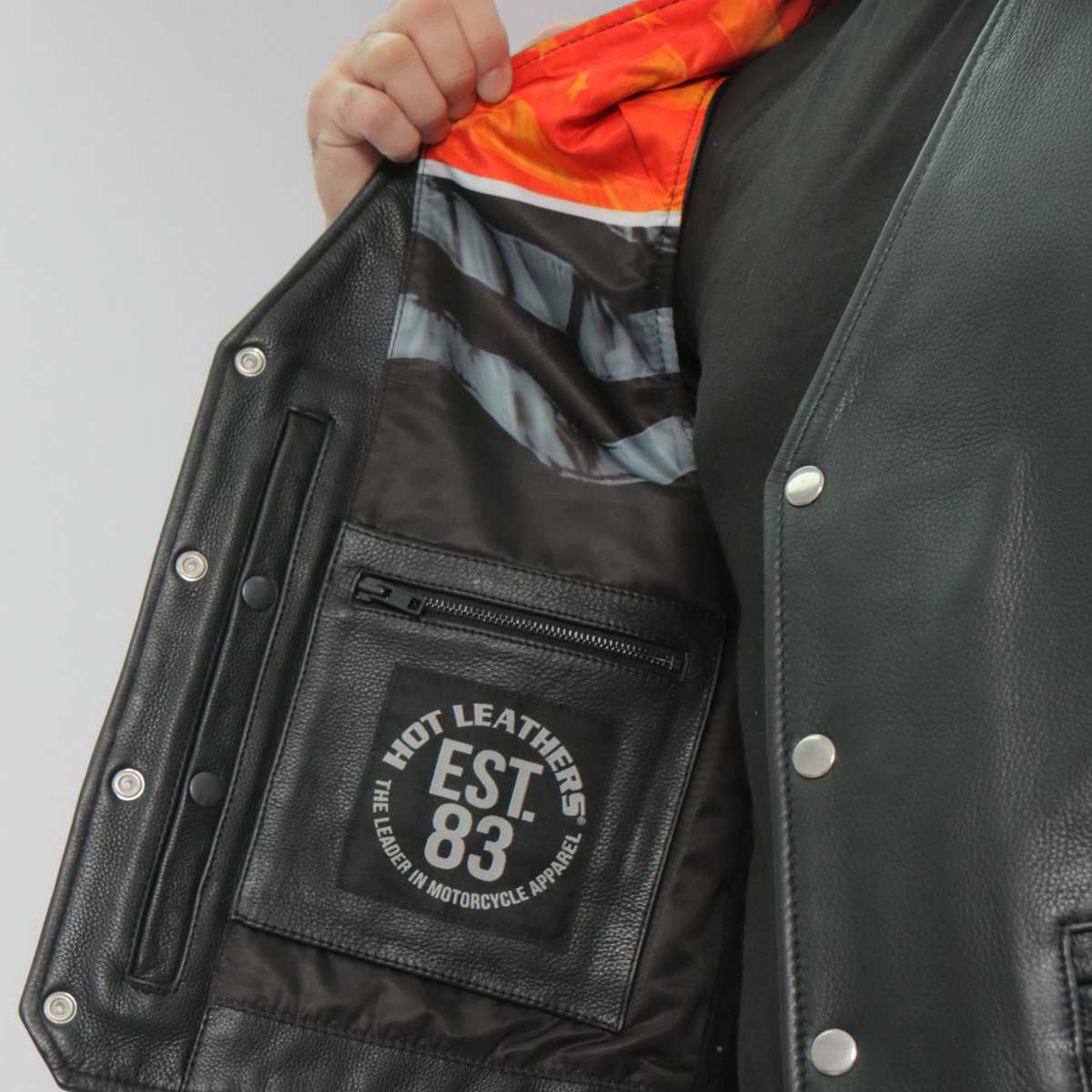 Hot Leathers VSM1066 Men's Black V-Twin Eagle Conceal and Carry Side Lace Leather Vest — image 9