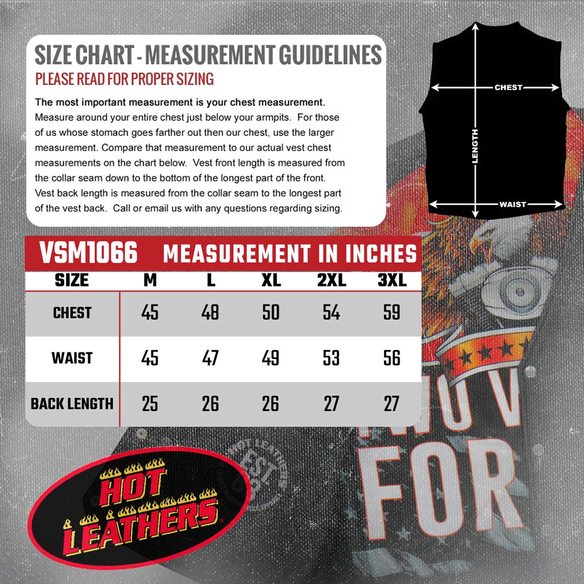 Hot Leathers VSM1066 Men's Black V-Twin Eagle Conceal and Carry Side Lace Leather Vest — image 3