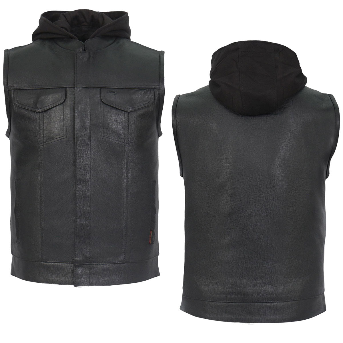 Hot Leathers VSM1201 Men's Black Motorcycle Biker Club Style Vest with Hoodie — image 11
