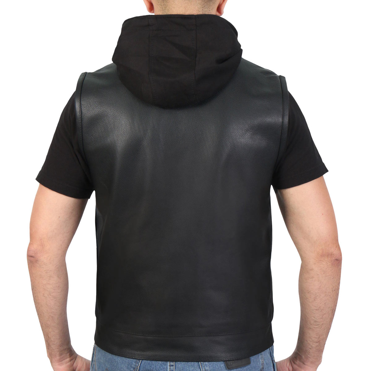 Hot Leathers VSM1201 Men's Black Motorcycle Biker Club Style Vest with Hoodie — image 2