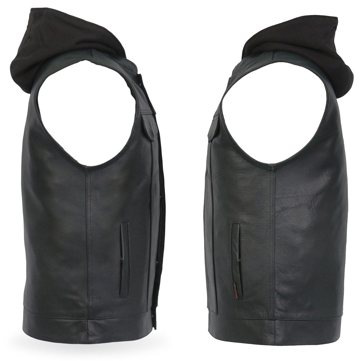 Hot Leathers VSM1201 Men's Black Motorcycle Biker Club Style Vest with Hoodie — image 8