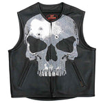 Hot Leathers VSM2001 Men's Black ‘Jumbo Skull’ Conceal and Carry Leather Vest — image 1