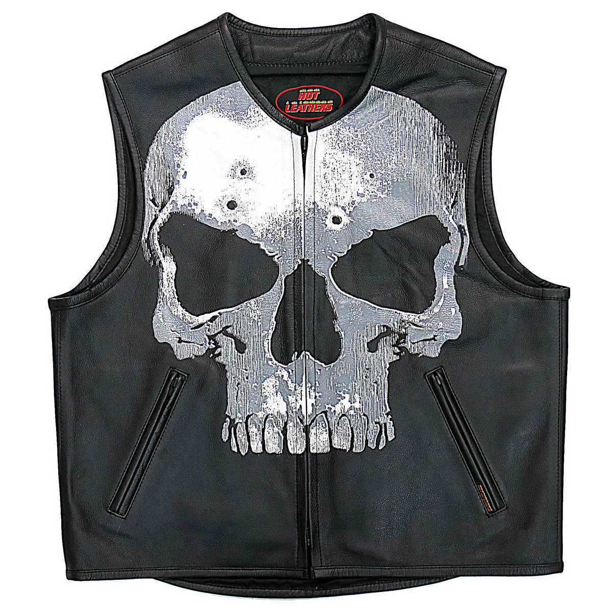 Hot Leathers VSM2001 Men's Black ‘Jumbo Skull’ Conceal and Carry Leather Vest — image 1