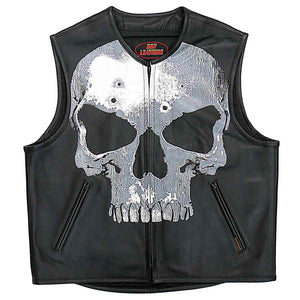 Hot Leathers VSM2001 Men's Black ‘Jumbo Skull’ Conceal and Carry Leather Vest — image 1