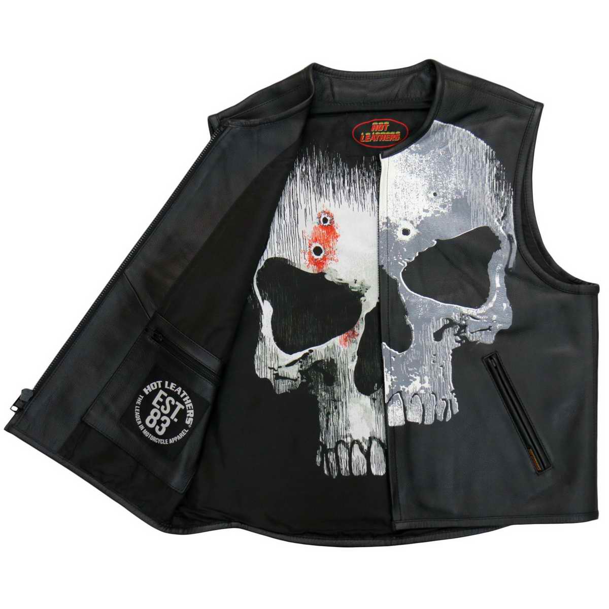 Hot Leathers VSM2001 Men's Black ‘Jumbo Skull’ Conceal and Carry Leather Vest — image 5