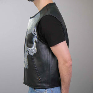 Hot Leathers VSM2001 Men's Black ‘Jumbo Skull’ Conceal and Carry Leather Vest — image 2