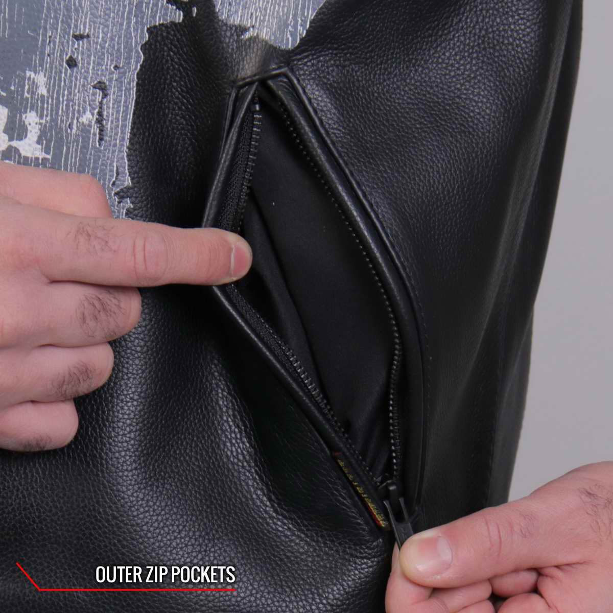 Hot Leathers VSM2001 Men's Black ‘Jumbo Skull’ Conceal and Carry Leather Vest — image 8