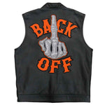 Hot Leathers VSM2002 Men's Black 'Back Off Finger' Conceal and Carry Leather Vest — image 1