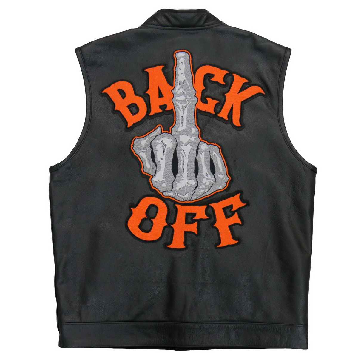Hot Leathers VSM2002 Men's Black 'Back Off Finger' Conceal and Carry Leather Vest — image 1