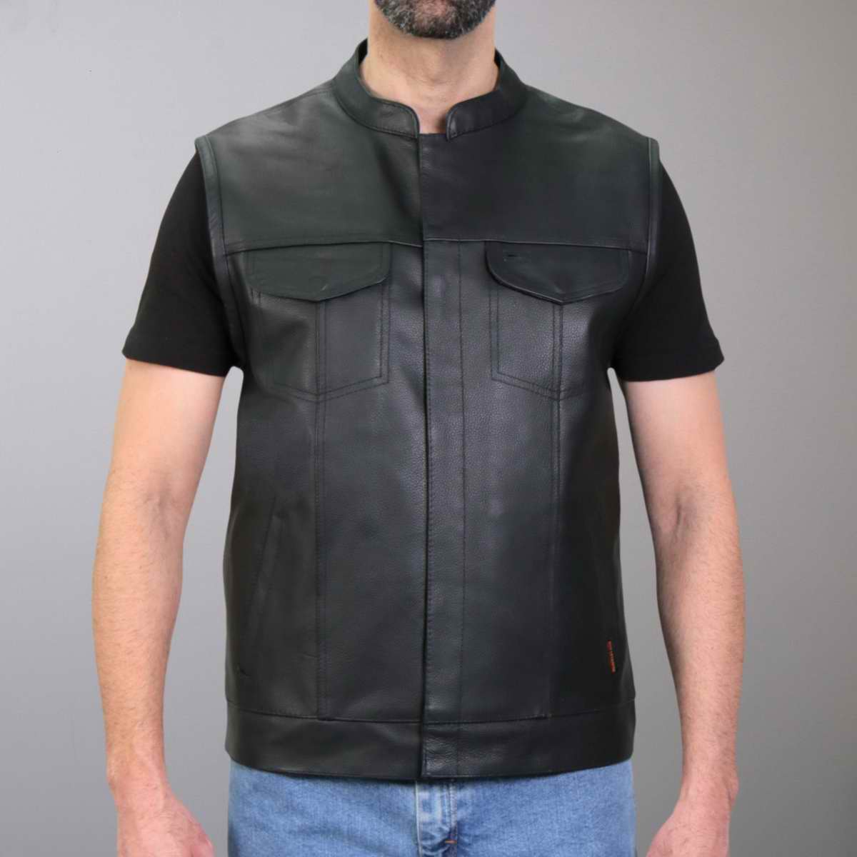 Hot Leathers VSM2002 Men's Black 'Back Off Finger' Conceal and Carry Leather Vest — image 4