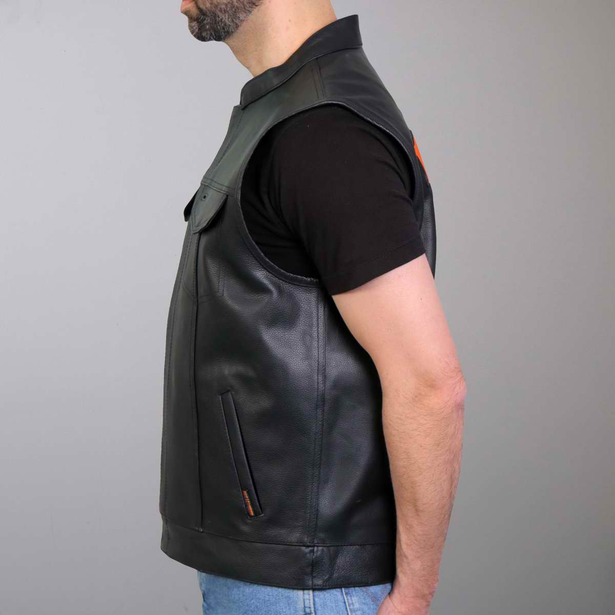 Hot Leathers VSM2002 Men's Black 'Back Off Finger' Conceal and Carry Leather Vest — image 5